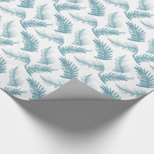 Watercolor pine grey blue leaves pattern wrapping paper