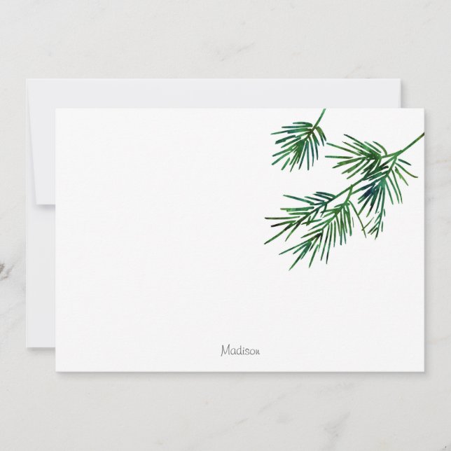 Watercolor Pine Needles Card (Front)