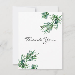 Watercolor Pine Needles Thank You Card