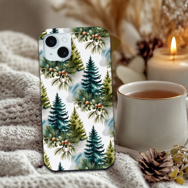 Watercolor Pine Pattern Elegant Winter  Case-Mate iPhone Case (Creator Uploaded)