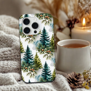 Watercolor Pine Pattern Elegant Winter iPhone 15 Pro Case