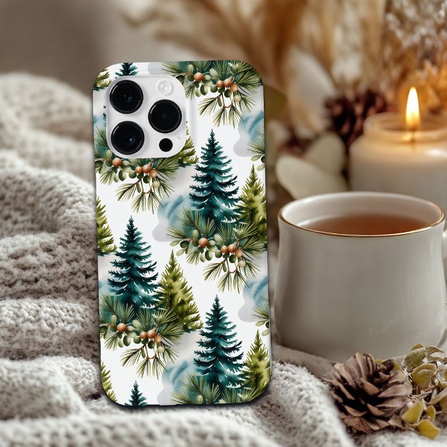Watercolor Pine Pattern Elegant Winter  Case-Mate iPhone Case (Creator Uploaded)