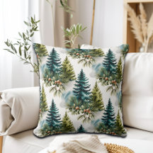 Watercolor Pine Pattern Elegant Winter