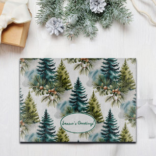 Watercolor Pine Pattern Elegant Winter Cutting Board