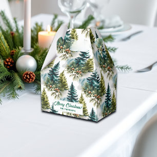 Watercolor Pine Pattern Elegant Winter Favour Box