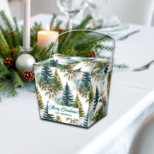 Watercolor Pine Pattern Elegant Winter Favour Box