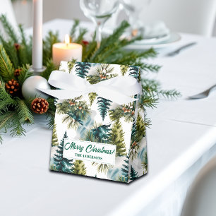 Watercolor Pine Pattern Elegant Winter Favour Box