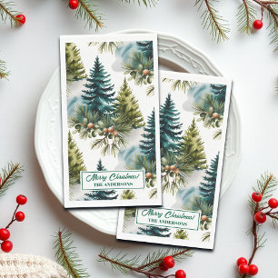 Watercolor Pine Pattern Elegant Winter  Napkin