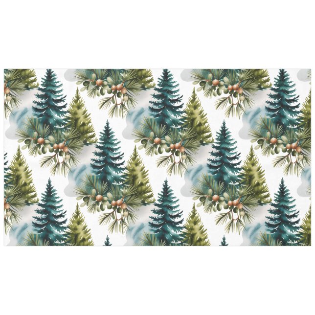 Watercolor Pine Pattern Elegant Winter Tablecloth (Front (Horizontal))