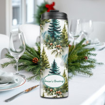 Watercolor Pine Pattern Elegant Winter