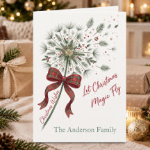 Watercolor Pine Plaid Bow Christmas Magic Holiday