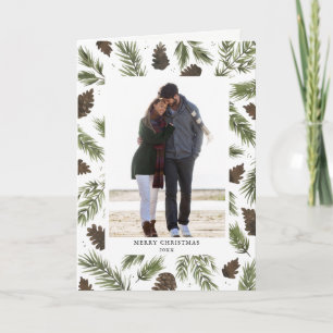Watercolor Pine Sprigs, Photo Greeting Card