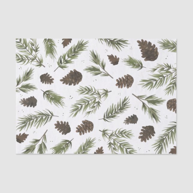 Watercolor Pine Sprigs, tissue paper (Front)