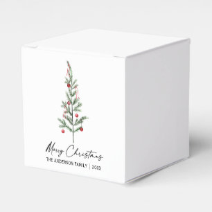Watercolor Pine Tree Calligraphy Ink Christmas Favour Box