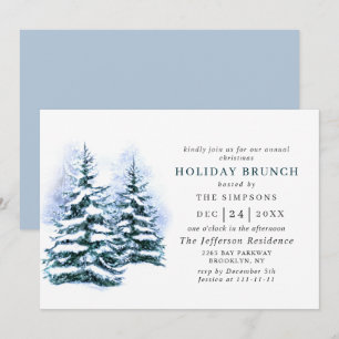 Watercolor Pine Tree Chic Christmas HOLIDAY BRUNCH Invitation