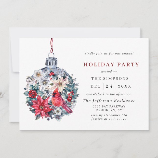 Watercolor Pine Tree Chic Christmas Holiday Party Invitation (Front)