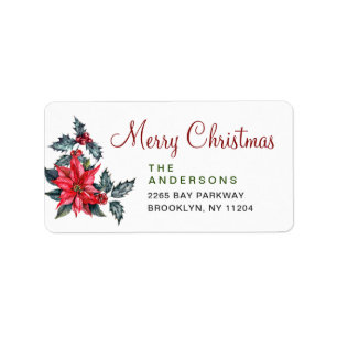 Watercolor Pine Tree Chic Christmas Return Address Label