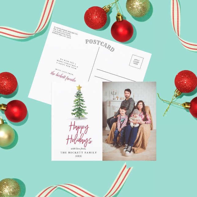 Watercolor Pine Tree Christmas Holiday Photo (Creator Uploaded)