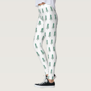 Watercolor Pine Tree Christmas Leggings