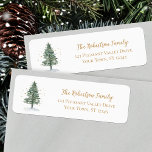 Watercolor Pine Tree Christmas Return Address<br><div class="desc">Add the finishing touch to your holiday mail with these Merry Christmas address labels featuring a simple classic holiday design with a watercolor Christmas pine tree decorated with gold stars and sprinkles.</div>