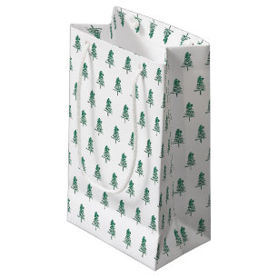 Watercolor Pine Tree Christmas Small Gift Bag