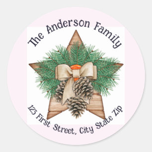 Watercolor Pine Tree Cone Greens Christmas Custom Classic Round Sticker