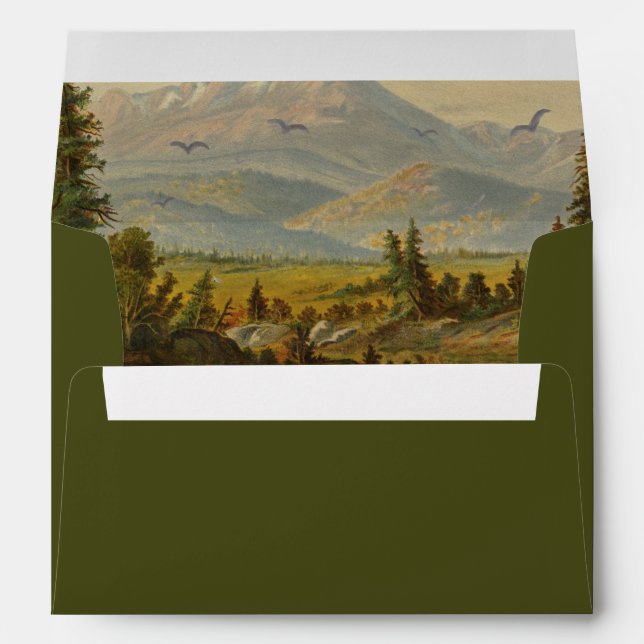 Watercolor Pine Tree Forest 5x7 Wedding Invitation Envelope (Back (Bottom))