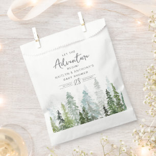Watercolor Pine Tree Forest Baby Shower Favour Bags