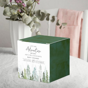 Watercolor Pine Tree Forest Baby Shower Favour Box