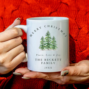 Watercolor Pine Tree Forest Christmas Coffee Mug