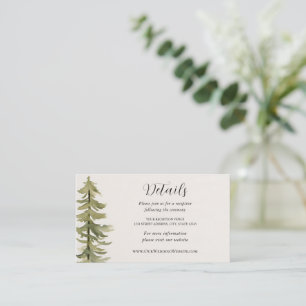 Watercolor Pine Tree Forest Mountain Wedding Enclosure Card