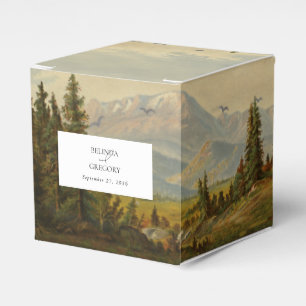 Watercolor Pine Tree Forest Mountains Wedding Favour Box