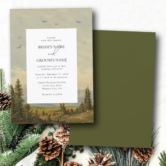 Watercolor Pine Tree Forest Mountains Wedding Invitation (Watercolor Pine Tree Forest Mountains Wedding Invitation)