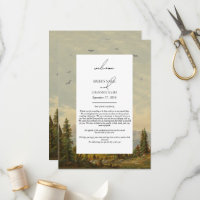 Watercolor Pine Tree Forest Wedding Itinerary