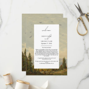 Watercolor Pine Tree Forest Wedding Itinerary  Programme