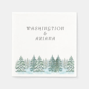 Watercolor Pine Tree Forest wedding Napkin