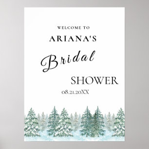 Watercolor Pine Tree Forest wedding Poster