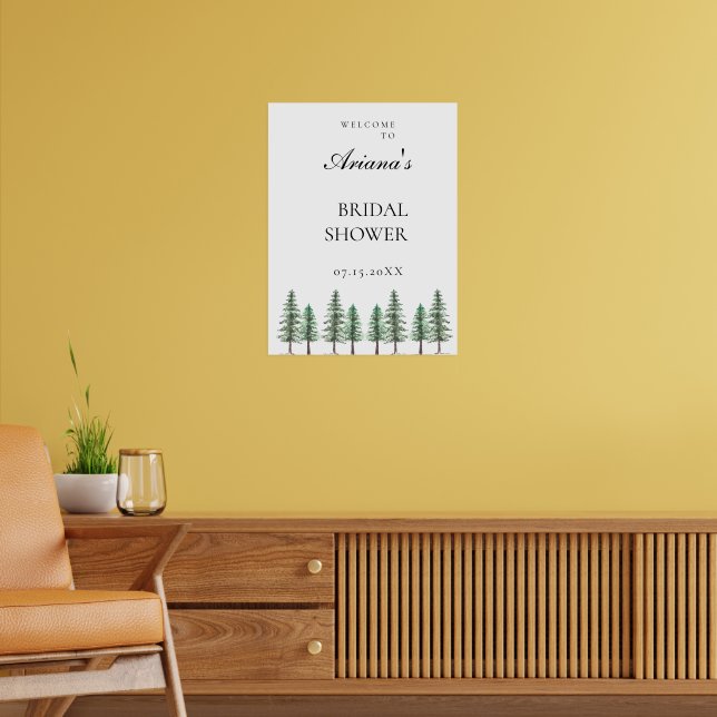 Watercolor Pine Tree Forest wedding Poster (Living Room 2)