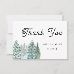 Watercolor Pine Tree Forest wedding Thank You Card