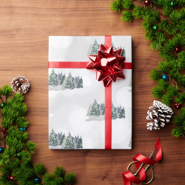 Watercolor Pine Tree,Forest Wrapping Paper (Holiday Gift)