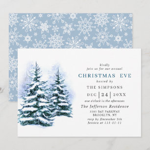 Watercolor Pine Tree Holiday CHRISTMAS EVE Invitation