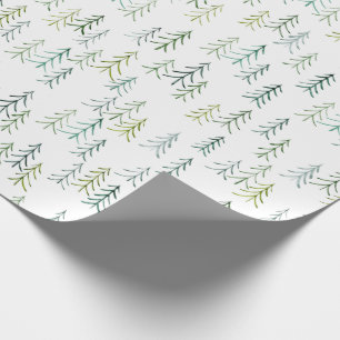 Watercolor Pine Tree Illustration Wrapping Paper