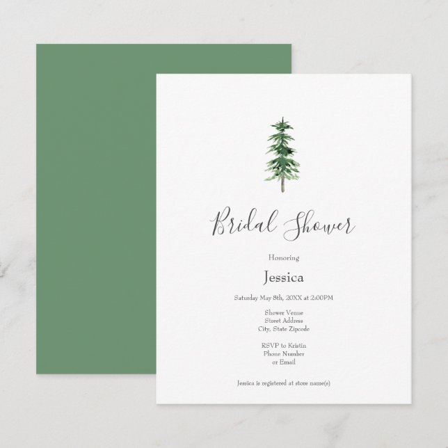 Watercolor Pine Tree Invitation (Front/Back)