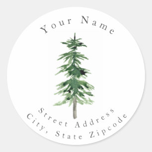 'Watercolor Pine Tree' Labels