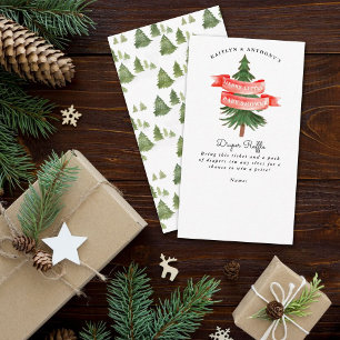 Watercolor Pine Tree Merry Little Baby Shower Enclosure Card