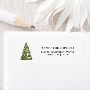 Watercolor Pine Tree Minimal   Christmas  Label