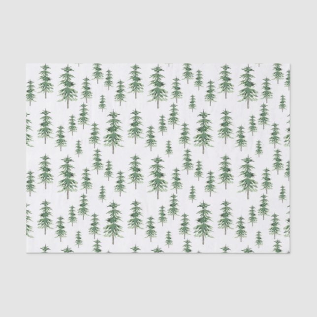 Watercolor Pine Tree Pattern Tissue Paper (Front)