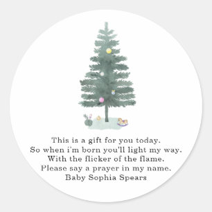 Watercolor pine tree - Prayers for baby Classic Round Sticker