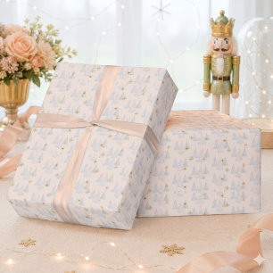 Watercolor Pine Tree Snowflake Winter Christmas Wrapping Paper