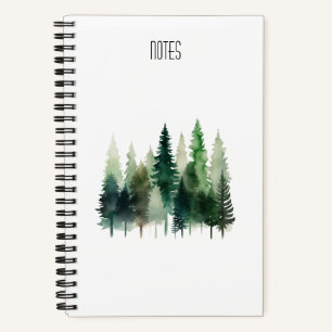 Watercolor Pine Tree Spiral Notebook 5.5 x 8.5